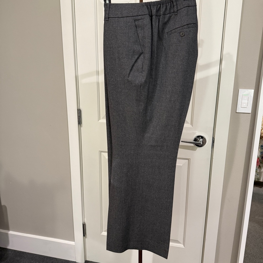TALBOTS GREY STRAIGHT-LEG LINED WOOL PANT